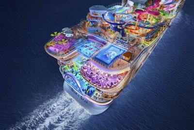 皇家加勒比“海洋星际号”（Star of the Seas）全球首航，国内推出“轻度假”短途航线